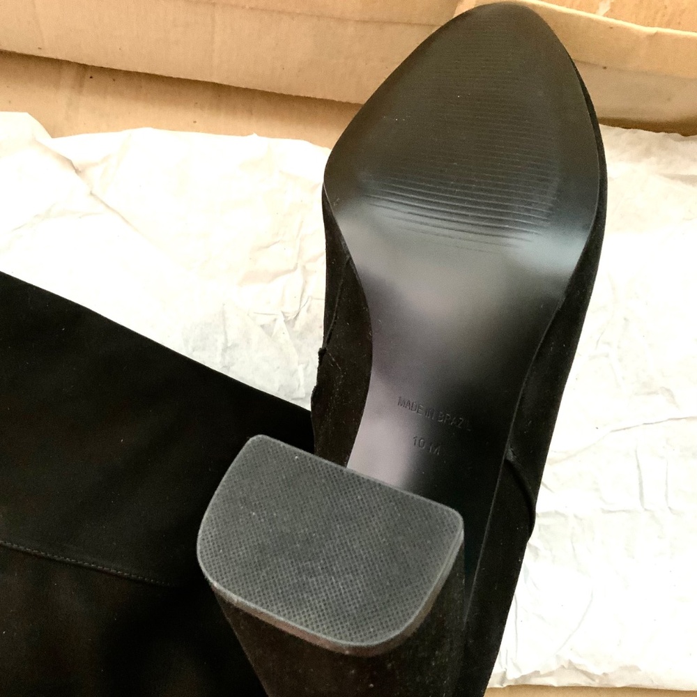 STEVE MADDEN Women's Ninny Black Nubuck Heeled Boots Pointed Toe Block heel Boot - Picture 7 of 11